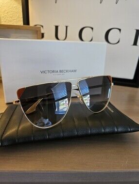 NEW - Victoria Beckham Gold Aviator Sunglasses